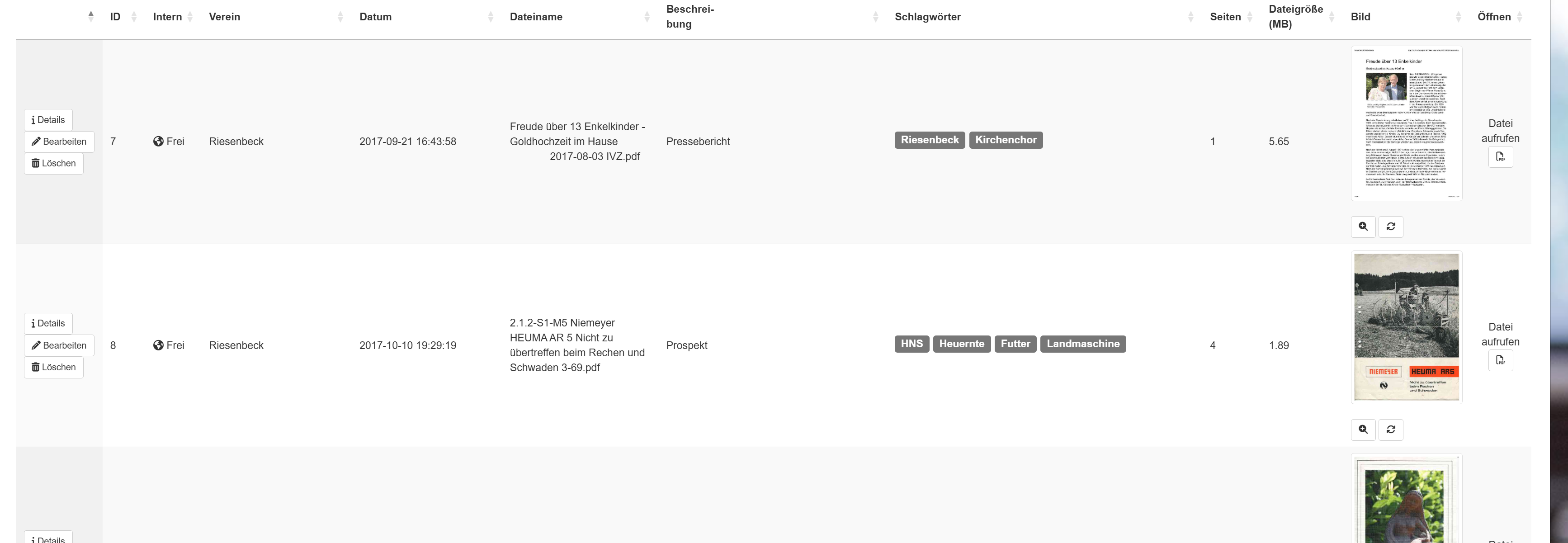 Dokumenten-Datenbank mit OCR und Vorschau